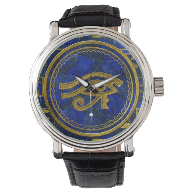 Egyptian Öga of Horus - Wadjet Lapis Lazuli Armbandsur (Framsida)