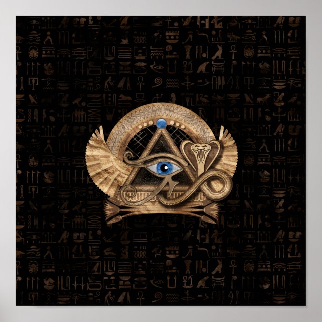 Egyptian Öga of Horus - Wadjet Ornament Poster (Framsidan)