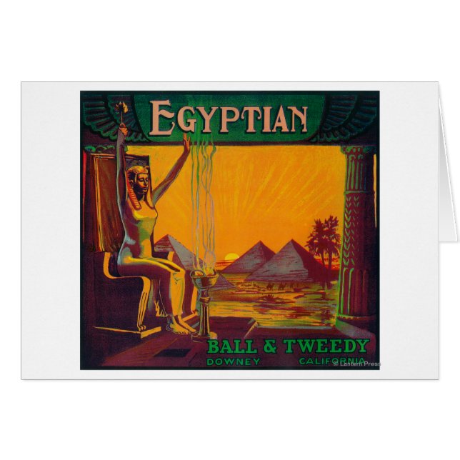 Egyptian Orange LabelDowney, CA Hälsningskort (Framsidan Horizontal)