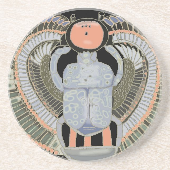 Egyptian Pastel Färgad Scarab Beetle Underlägg (Framsidan)
