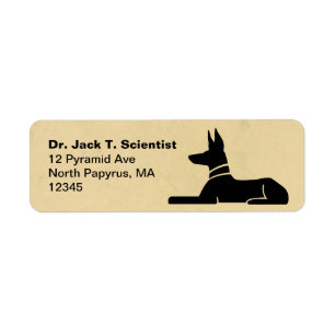 Egyptian Pharaoh Hound Hieroglyph Returadress Etikett
