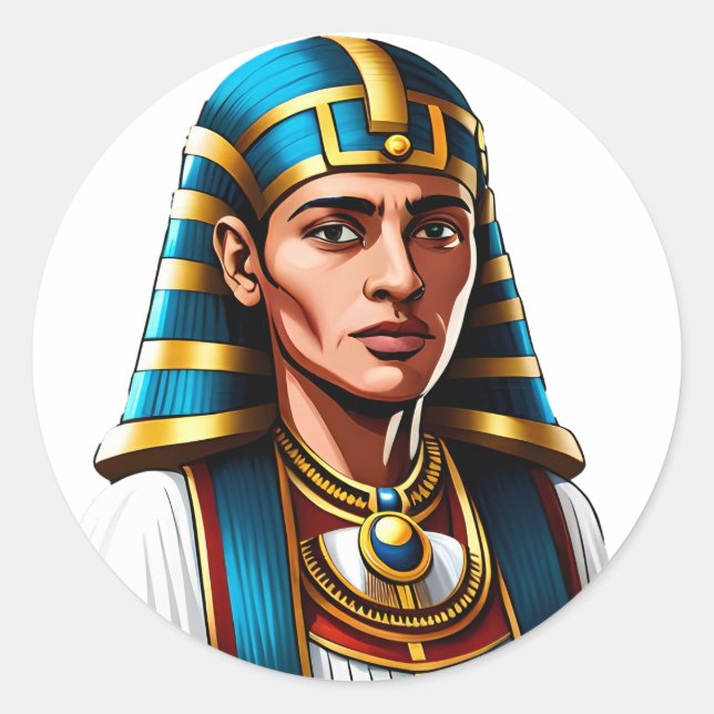 Egyptian Pharaoh Sticker Runt Klistermärke (Framsida)