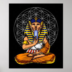 Egyptian Pharaoh Tutankhamun Yoga Meditation Poster