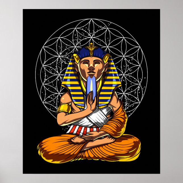 Egyptian Pharaoh Tutankhamun Yoga Meditation Poster (Framsidan)