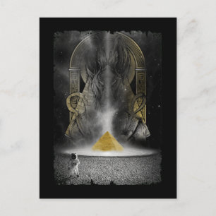 Egyptian Pyramid Aesthetic Måne Astronaut Anubis Vykort