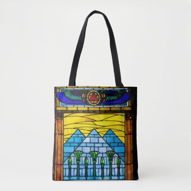 Egyptian Pyramid Tiffany-Stil Tote Bag Tygkasse (Framsida)