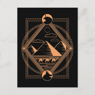 Egyptian Pyramids Camels Anubis Horus Geometry Vykort