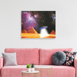 Egyptian Pyramids Giza Meets Space och UFO Canvastryck