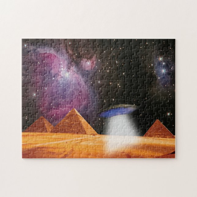 Egyptian Pyramids Giza Meets Space och UFO Pussel (Horisontell)