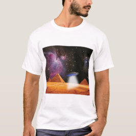 Egyptian Pyramids Giza Meets Space och UFO T Shirt
