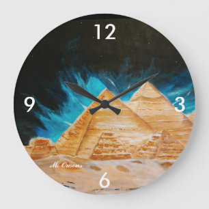 Egyptian Pyramids Round Clock Stor Klocka