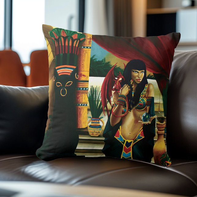 Egyptian Queen Cat Dragon Kudde (Skapare uppladdad)