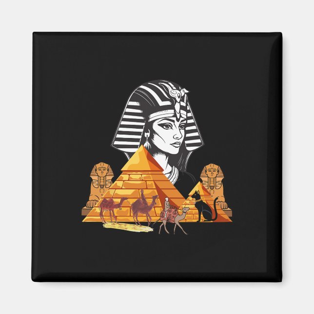 Egyptian Queen Cleopatra Head Pyramid Ancient Egyp Magnet (Framsidan)