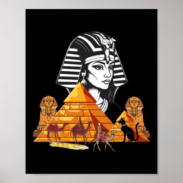 Egyptian Queen Cleopatra Head Pyramid Ancient Egyp Poster (Framsidan)