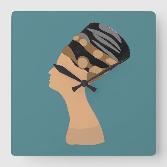 Egyptian Queen Nefertiti Fyrkantig Klocka (Framsida)