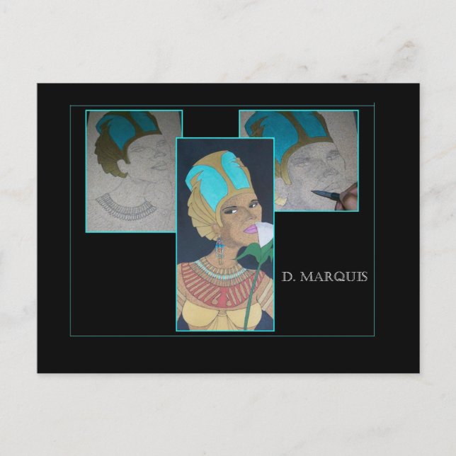 EGYPTIAN QUEEN ON WOOD POSTCARD VYKORT (Framsida)