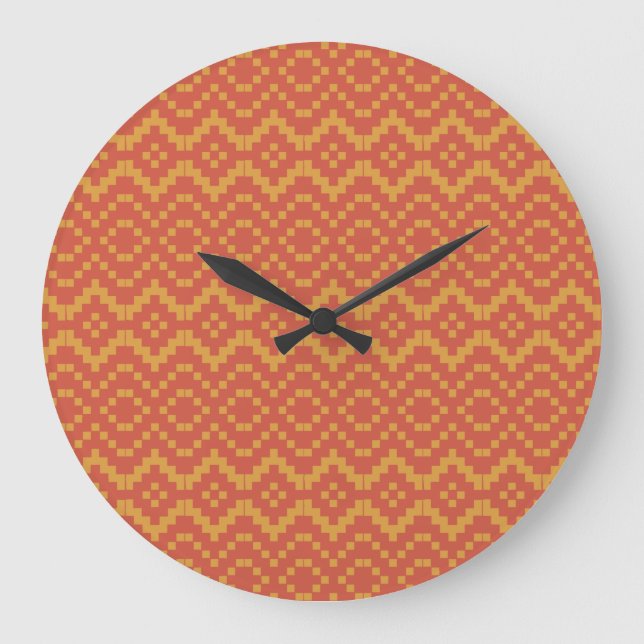 Egyptian Red and Gult Tribal Round Wall Clock Stor Klocka (Framsida)