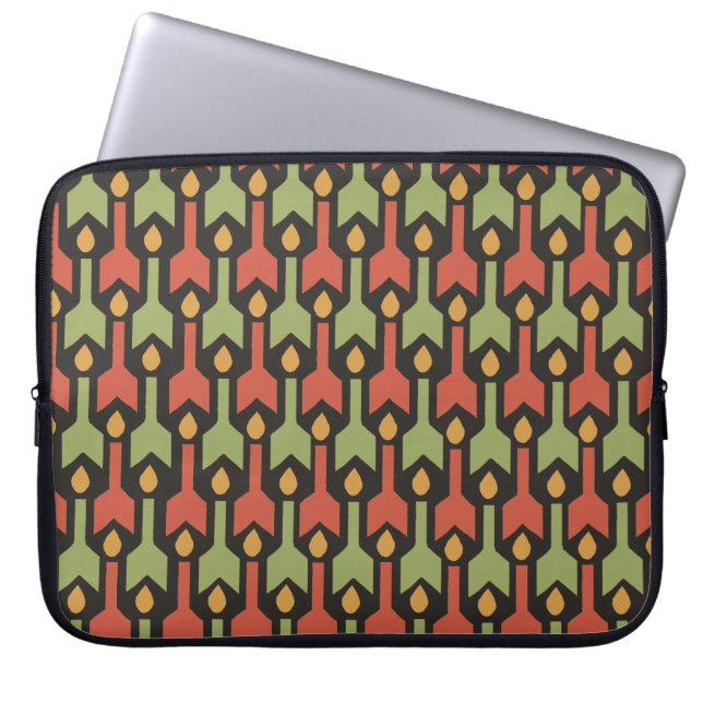 Egyptian Red Grönt Arrow Mönster Laptop sleeve (Framsidan)