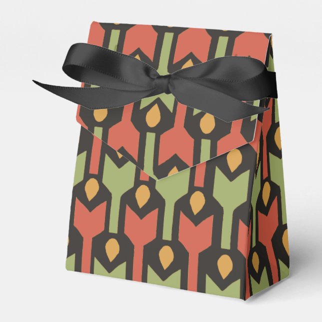 Egyptian Red Grönt Arrow Mönster Tält Favor Box Presentaskar (Framsidan Sidan)