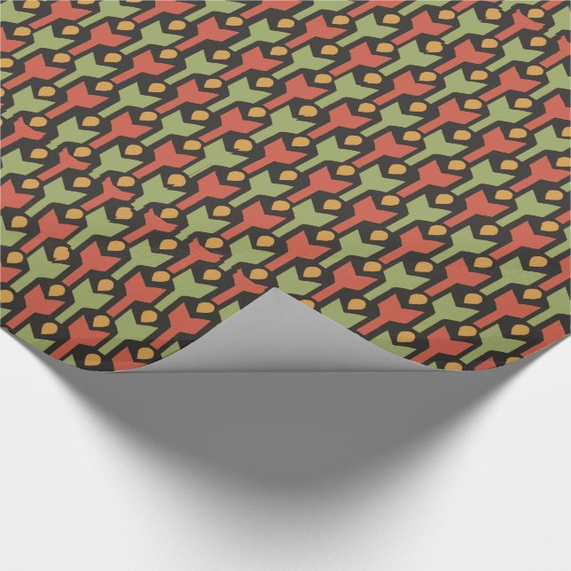 Egyptian Red Grönt Arrow Mönster Wrapping Papper Presentpapper (Hörn)
