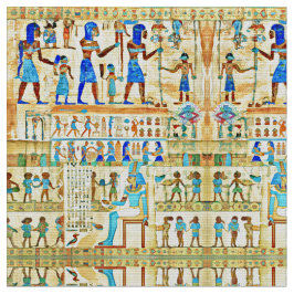 Egyptian Rithual Mönster Blue, Turquise, Gult Tyg