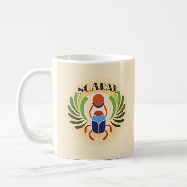 Egyptian Scarab Beetle. Klassisk antikisk Egypten Kaffemugg (Vänster)