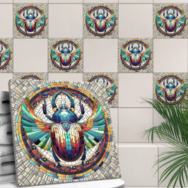Egyptian Scarab Beetle - Mosaic Art Kakelplatta