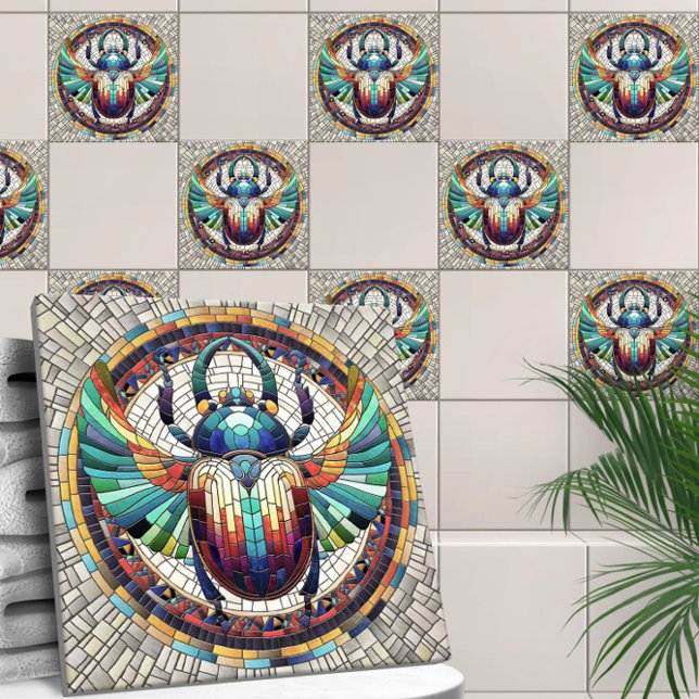 Egyptian Scarab Beetle - Mosaic Art Kakelplatta (Skapare uppladdad)