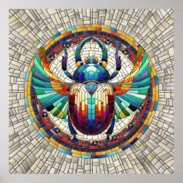 Egyptian Scarab Beetle - Mosaic Art Poster