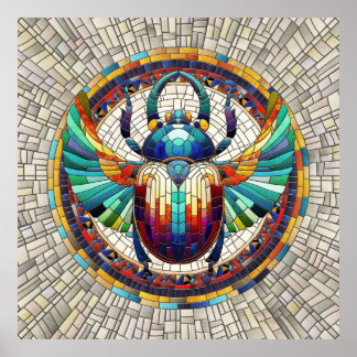 Egyptian Scarab Beetle - Mosaic Art Poster