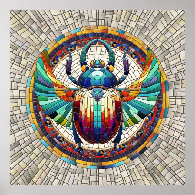Egyptian Scarab Beetle - Mosaic Art Poster (Framsidan)