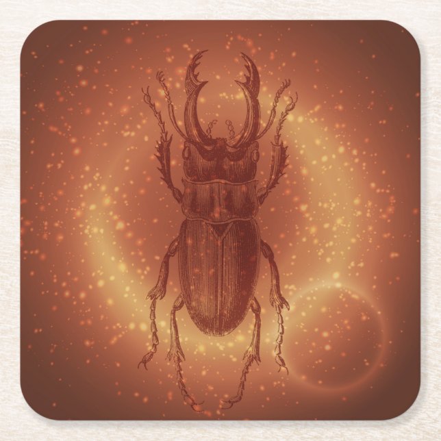 Egyptian Scarab Beetle Underlägg Set Papper Kvadrat (Framsidan)