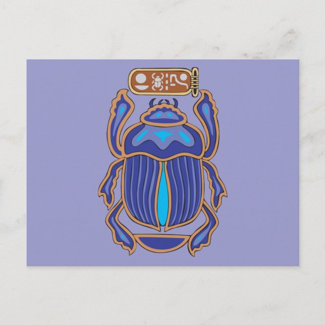 Egyptian Scarab Dung Dung Beetle Vykort (Framsida)