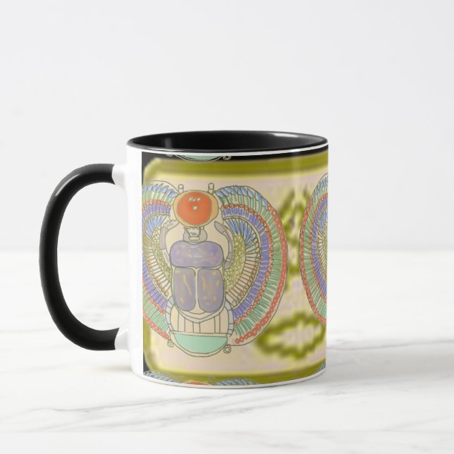 Egyptian Scarab med Kephri Cartouche Mugg (Vänster)