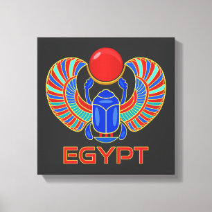 Egyptian Scarab med Ord Egyptenen Canvastryck