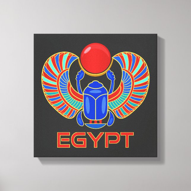 Egyptian Scarab med Ord Egyptenen Canvastryck (Framsida)