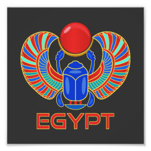 Egyptian Scarab med Ord Egyptenen Fototryck