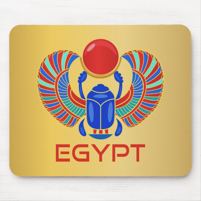Egyptian Scarab med Ord Egyptenen Musmatta (Framsidan)