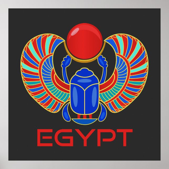 Egyptian Scarab med Ord Egyptenen Poster (Framsidan)