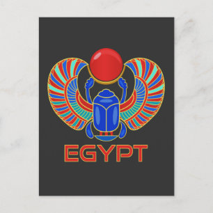 Egyptian Scarab med Ord Egyptenen Vykort