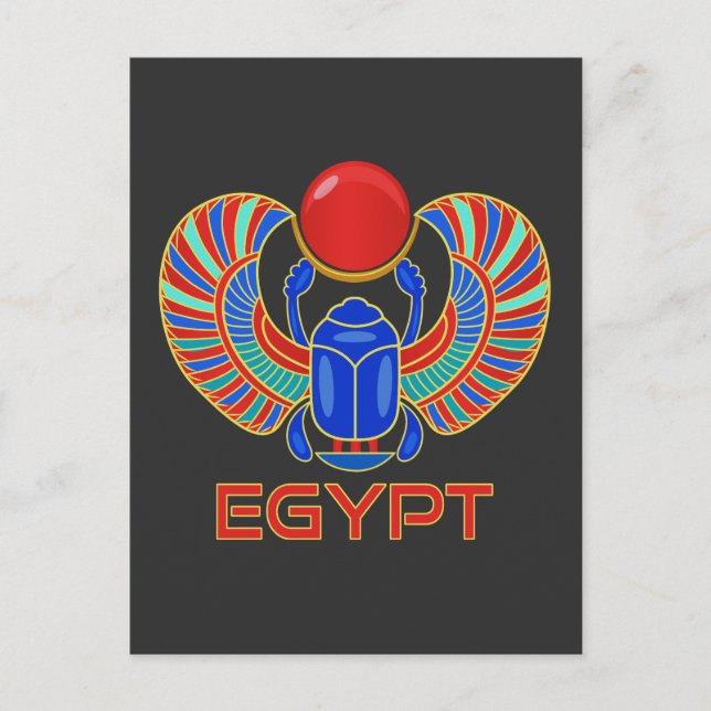 Egyptian Scarab med Ord Egyptenen Vykort (Framsida)