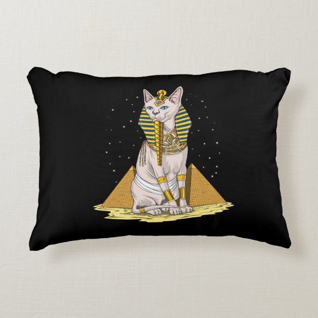 Egyptian Sphynx Cat Bastet Ancient Goddess Prydnadskudde (Framsidan)