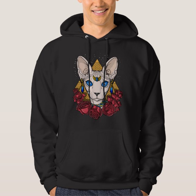 Egyptian Sphynx Cat Goddess Ancient Mythology Hoodie (Framsida)