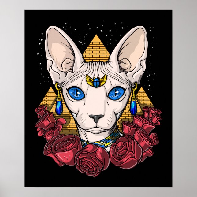 Egyptian Sphynx Cat Goddess Ancient Mythology Poster (Framsidan)