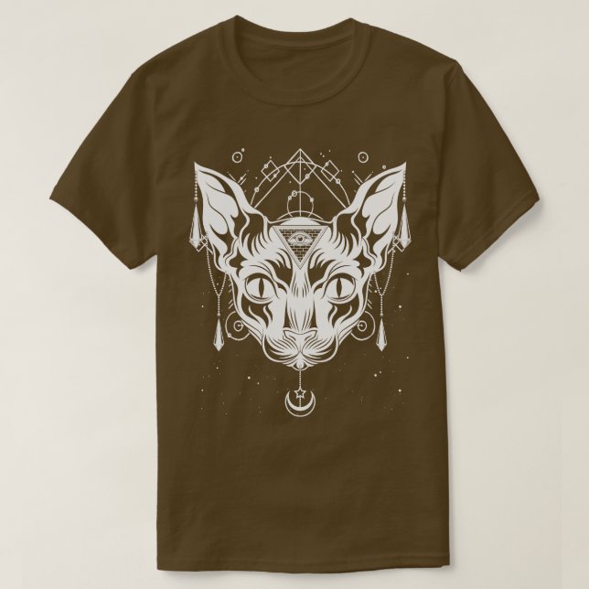 Egyptian Sphynx Cat Gothic Wicca Witch Pagan Occul T Shirt (Design framsida)