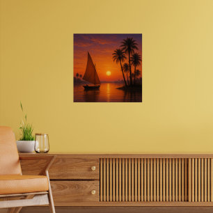 Egyptian Sunset - Nile River View Poster