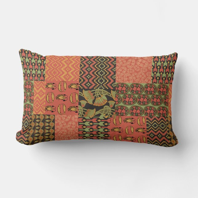 Egyptian Tribal Faux Patchwork in Terracotta Lumbarkudde (Framsida)