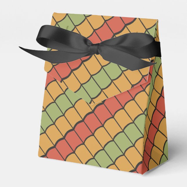 Egyptian Tribal Feathers Red Tält Favor Box Presentaskar (Framsidan Sidan)