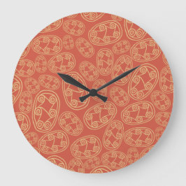 Egyptian Tribal Shields på Red Wall Clock Stor Klocka
