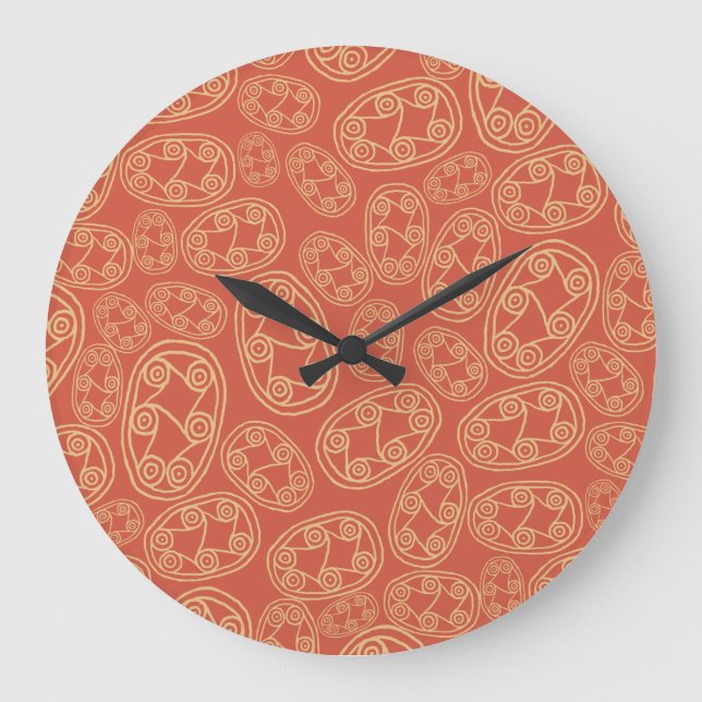Egyptian Tribal Shields på Red Wall Clock Stor Klocka (Framsida)